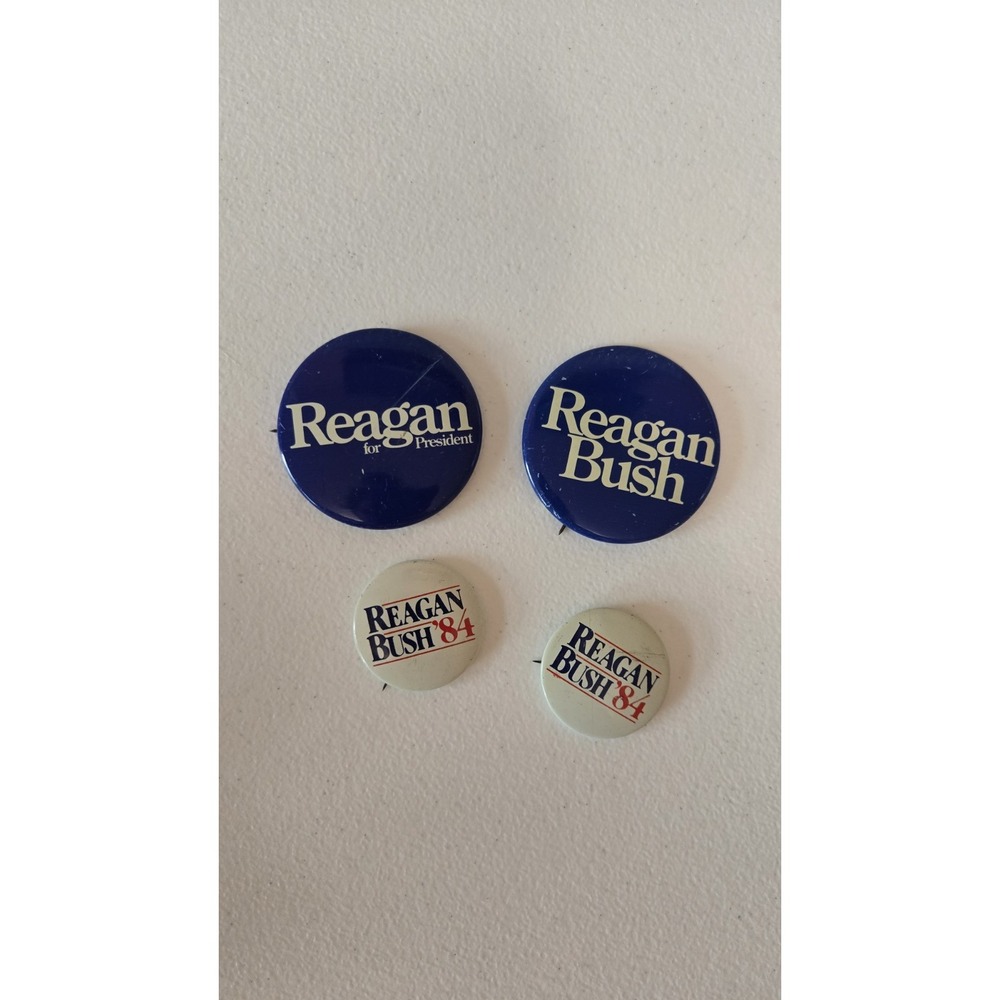 Vintage Reagan Bush Campaign Pinback Button Lot 1980s Political Memorabilia‎